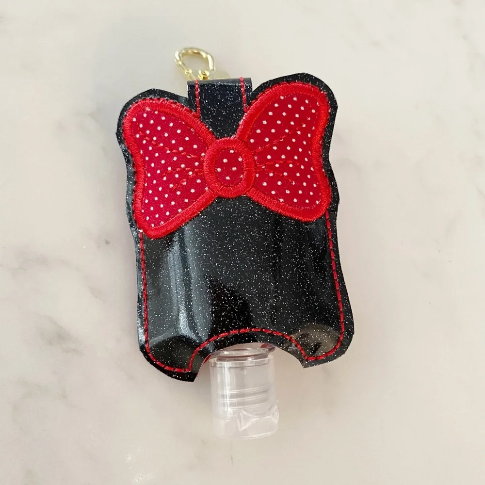Minnie Mouse Bow Hand Sanitizer Holder Clip On Red Black